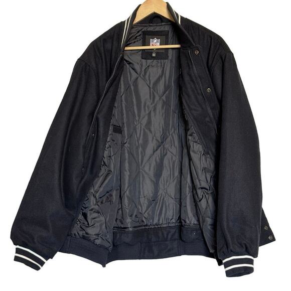 NFL Denver Broncos Wool Blend Varsity Bomber Jacket Navy Blue Mens Size L - Picture 5 of 7